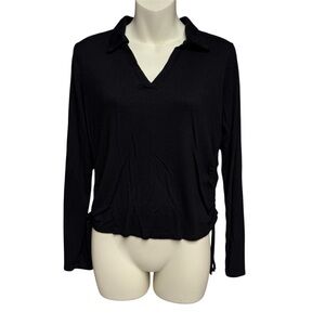 No Boundaries size large (11/13) Black ribbed Long Sleeve Top side ruching